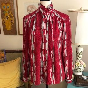 Vintage | Red White Black Paisley 1980 blouse